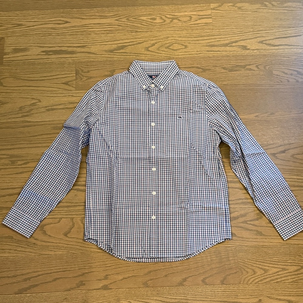 Vineyard Vines Navy and White Checkered Shirt